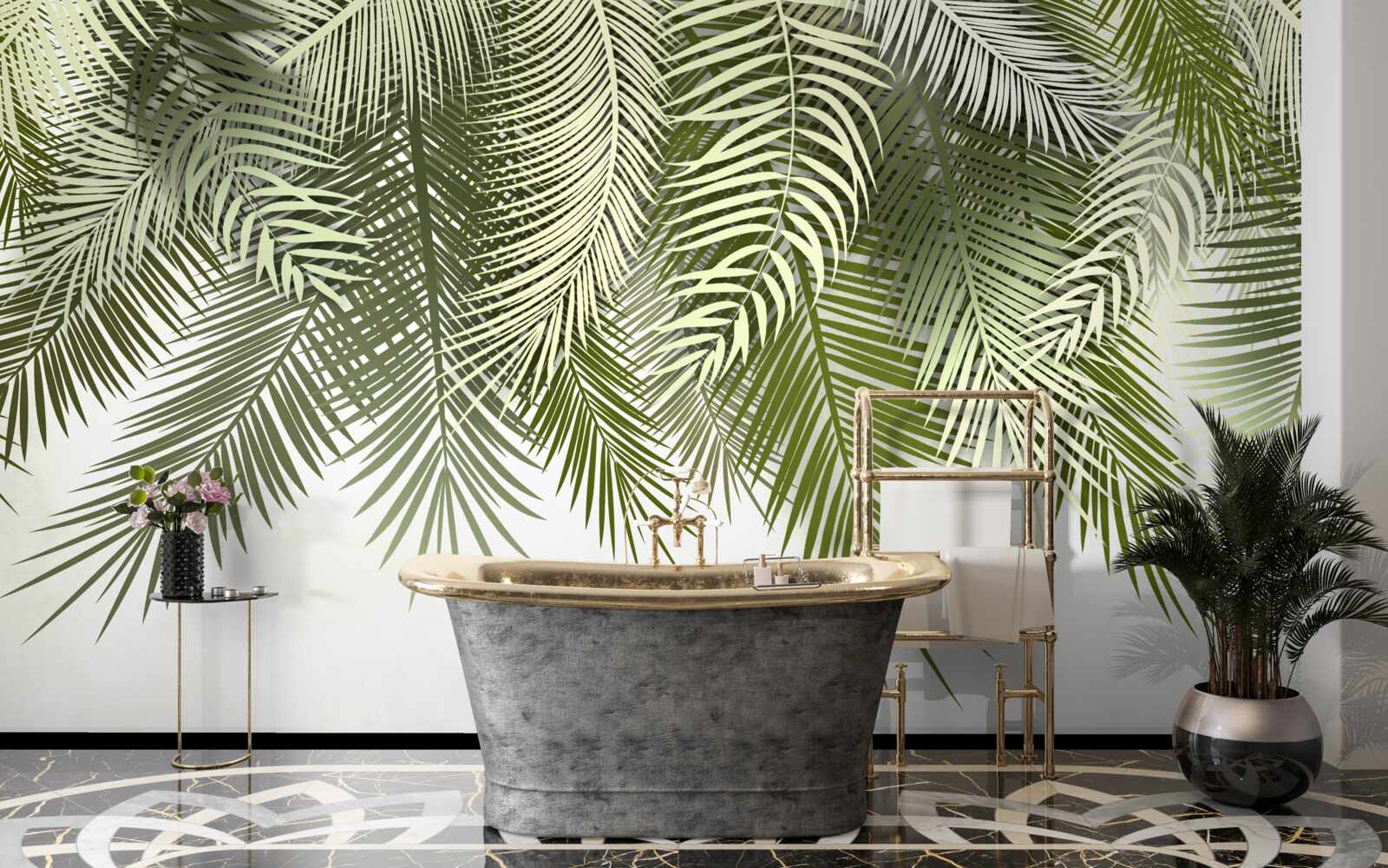 Fototapeta papraď so zeleným odtieňom, ovisnutá