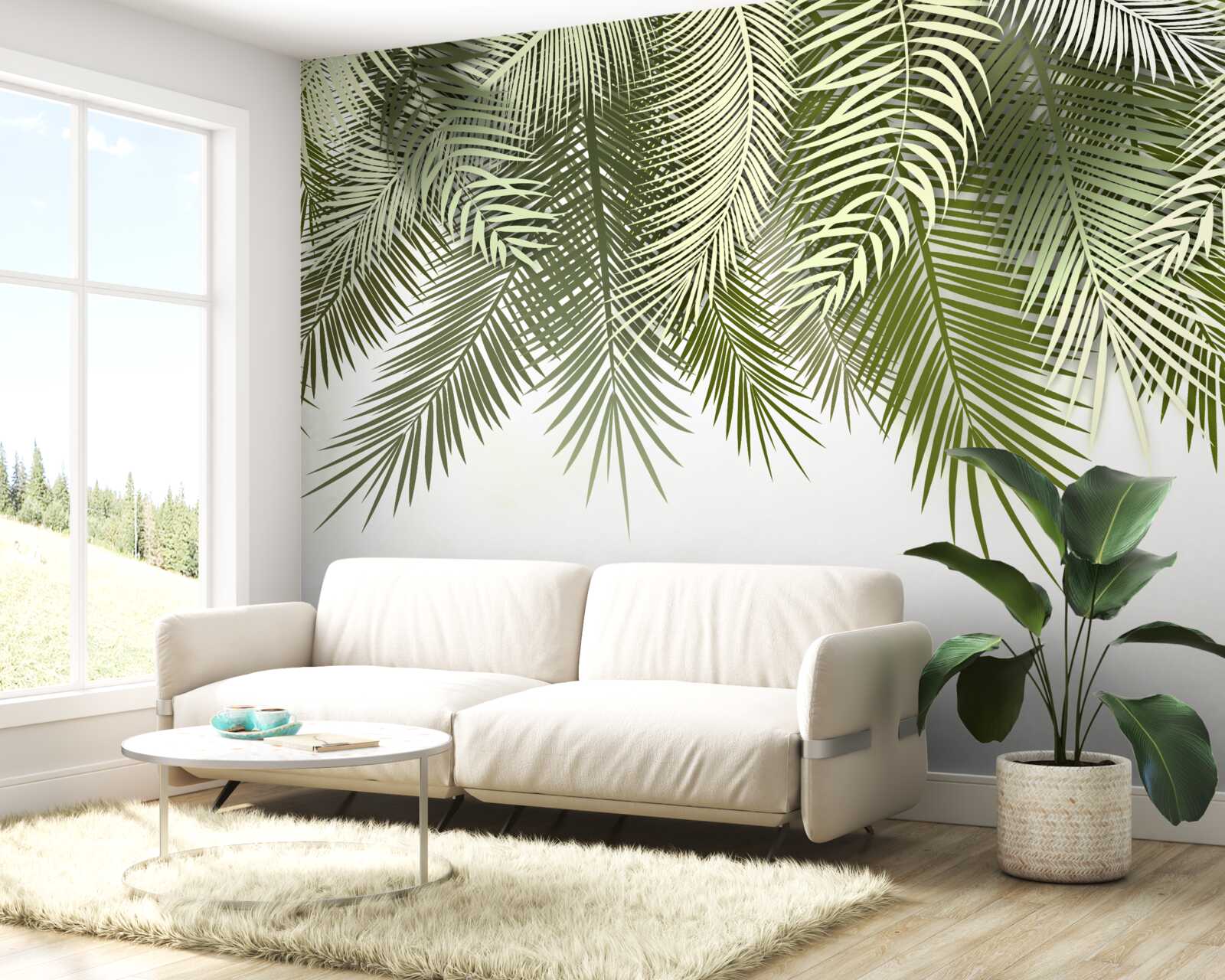 Fototapeta papraď so zeleným odtieňom, ovisnutá