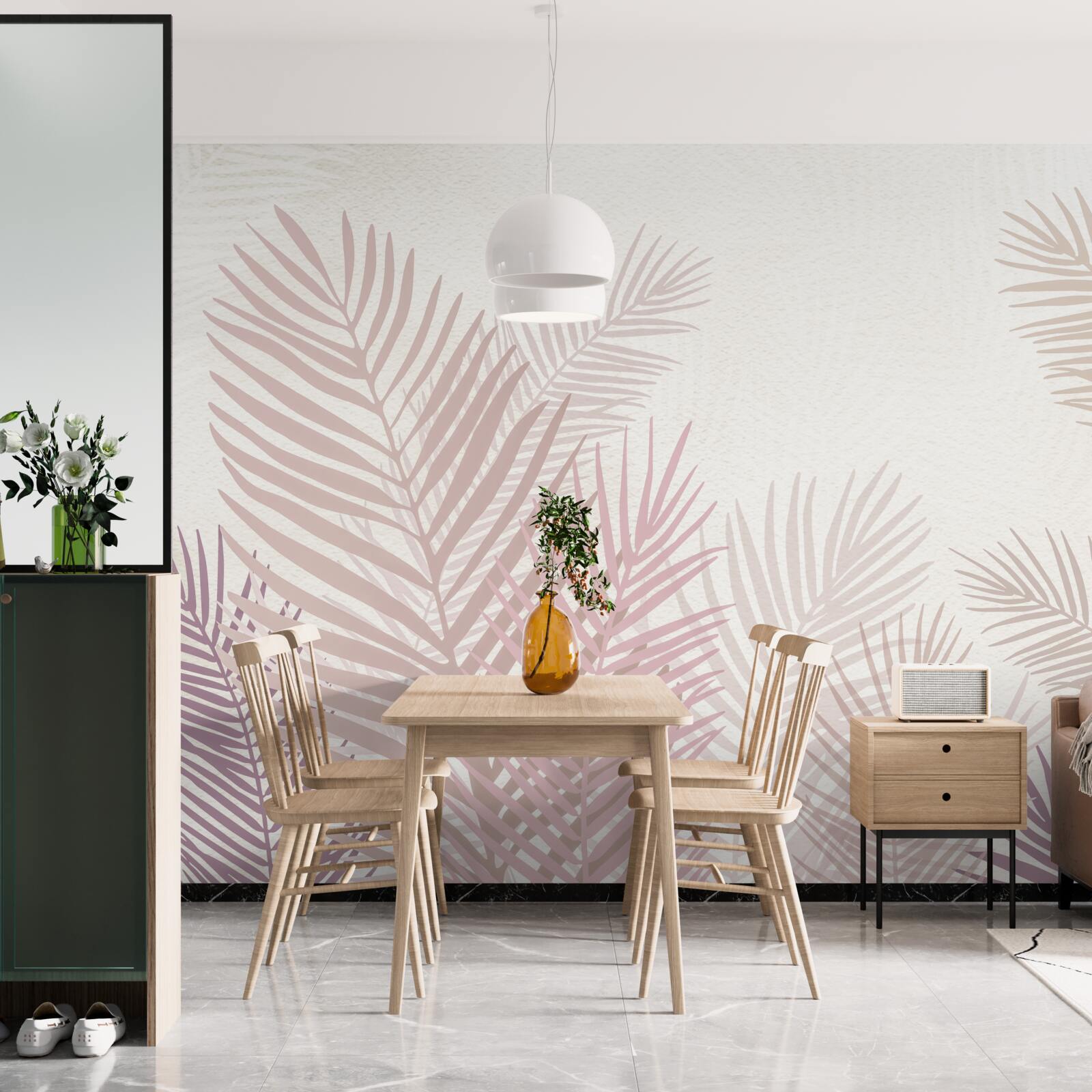 Fototapeta obdobie dažďov a listy ružovej paprade