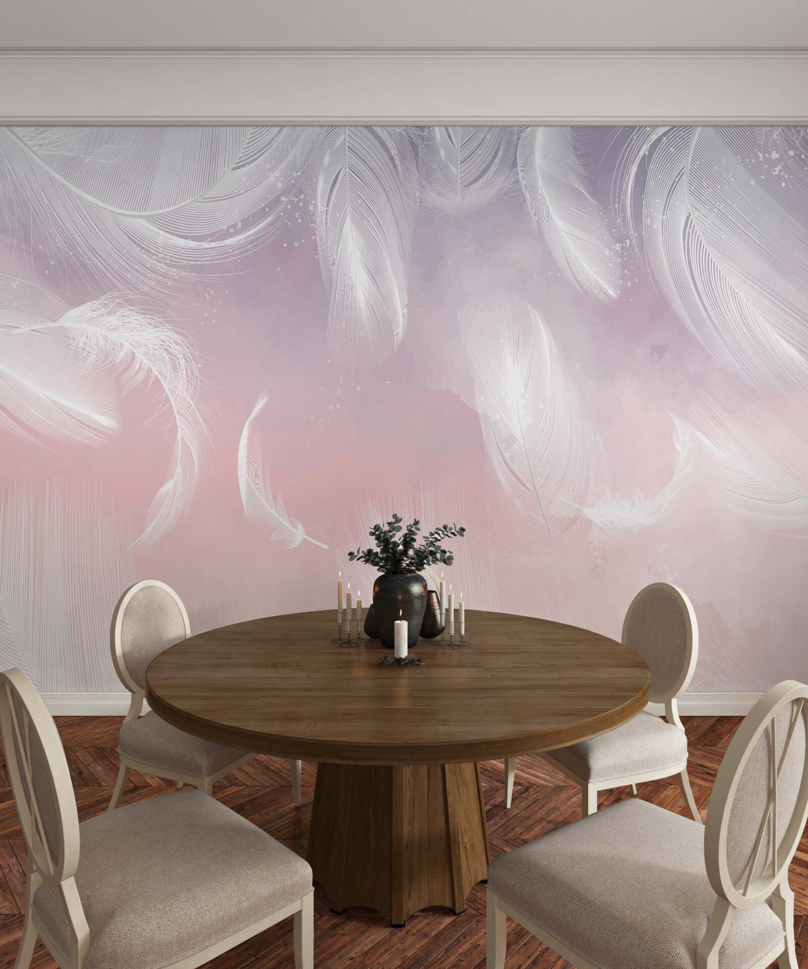 Fototapeta biele perie plávajúce vo večernom západe slnka