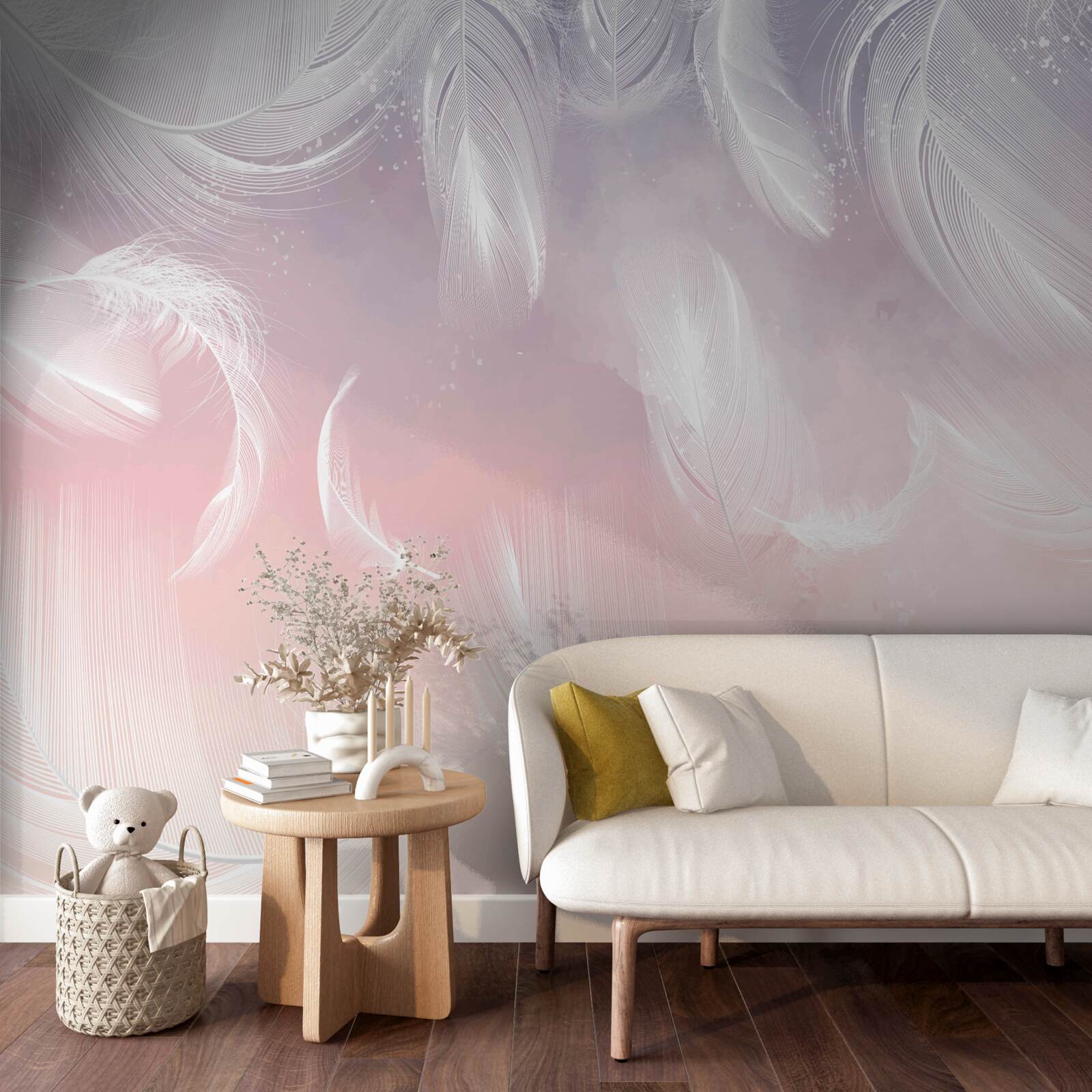 Fototapeta biele perie plávajúce vo večernom západe slnka