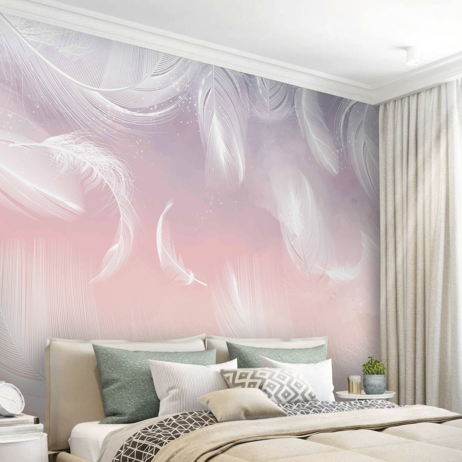 Fototapeta biele perie plávajúce vo večernom západe slnka