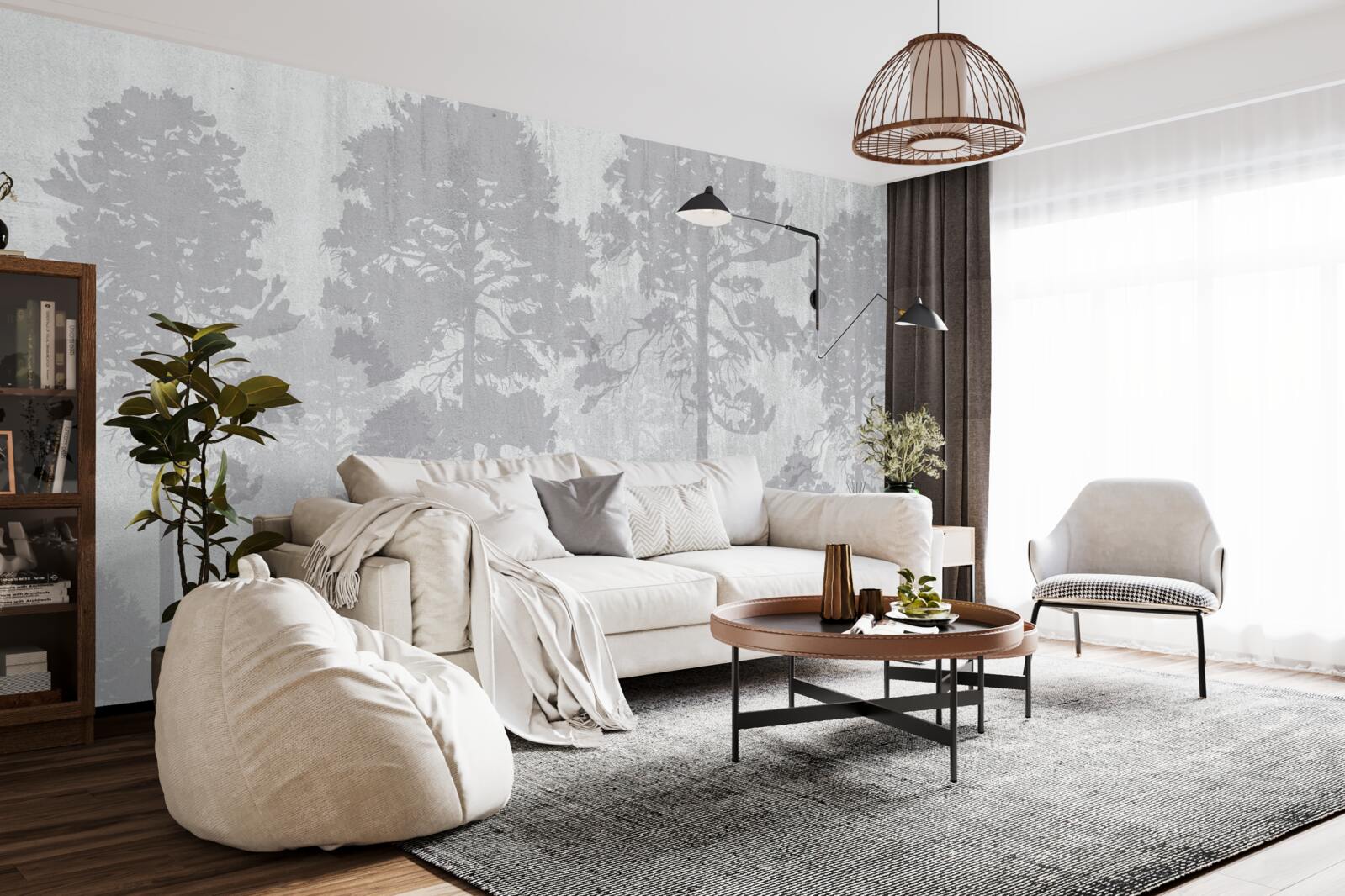 Fototapeta zahmlené obrysy lesných stromov na okraji vyzerajú štíhlo