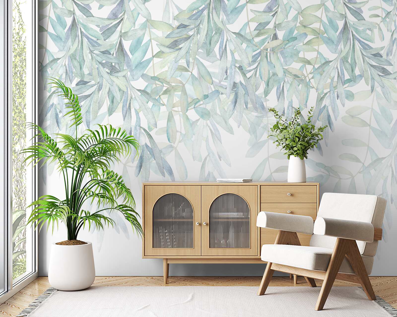 Fototapeta svieže zelené rastliny na bielom pozadí