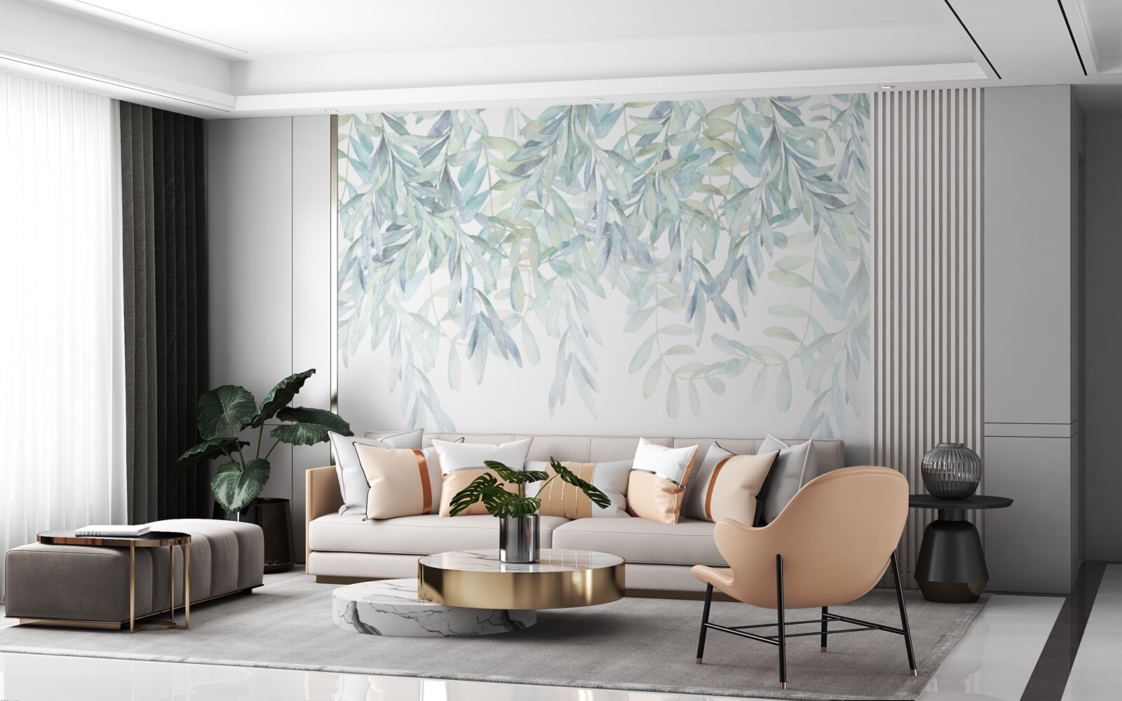 Fototapeta svieže zelené rastliny na bielom pozadí