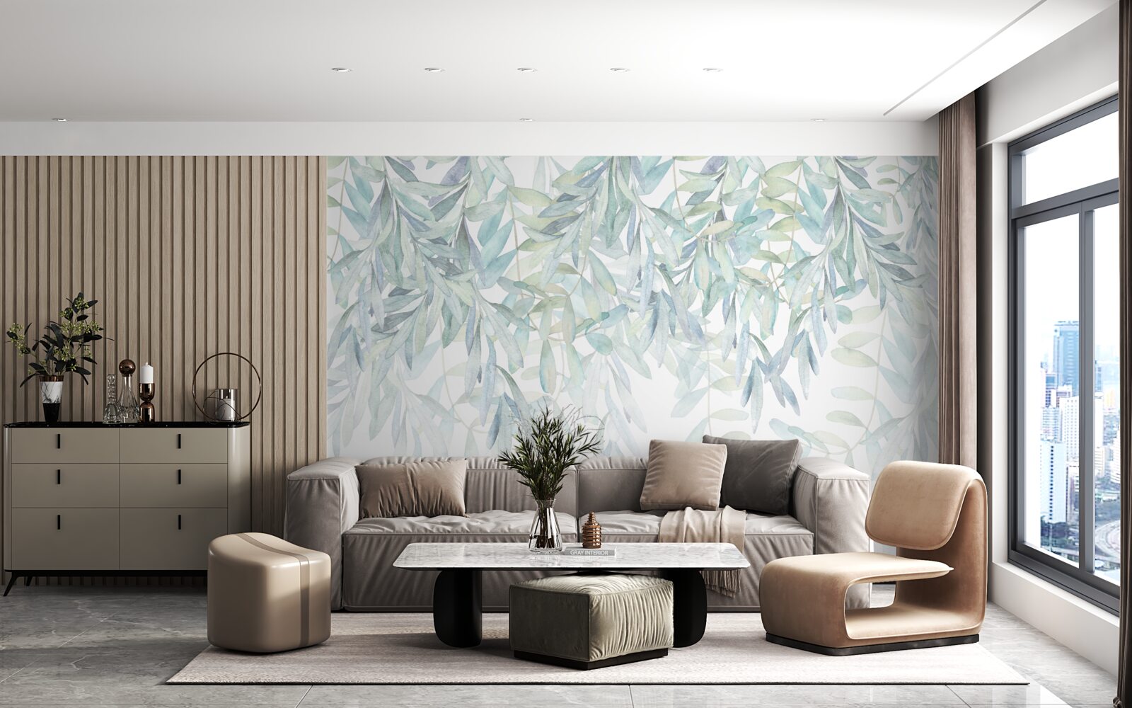 Fototapeta svieže zelené rastliny na bielom pozadí