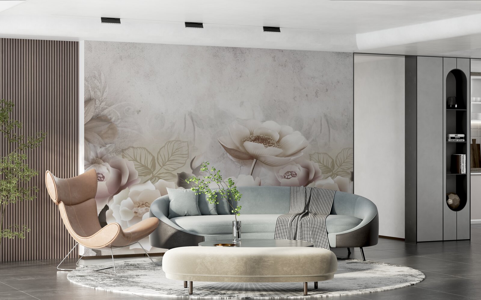 Fototapeta hmlistá lúka posiata bielymi kvetmi