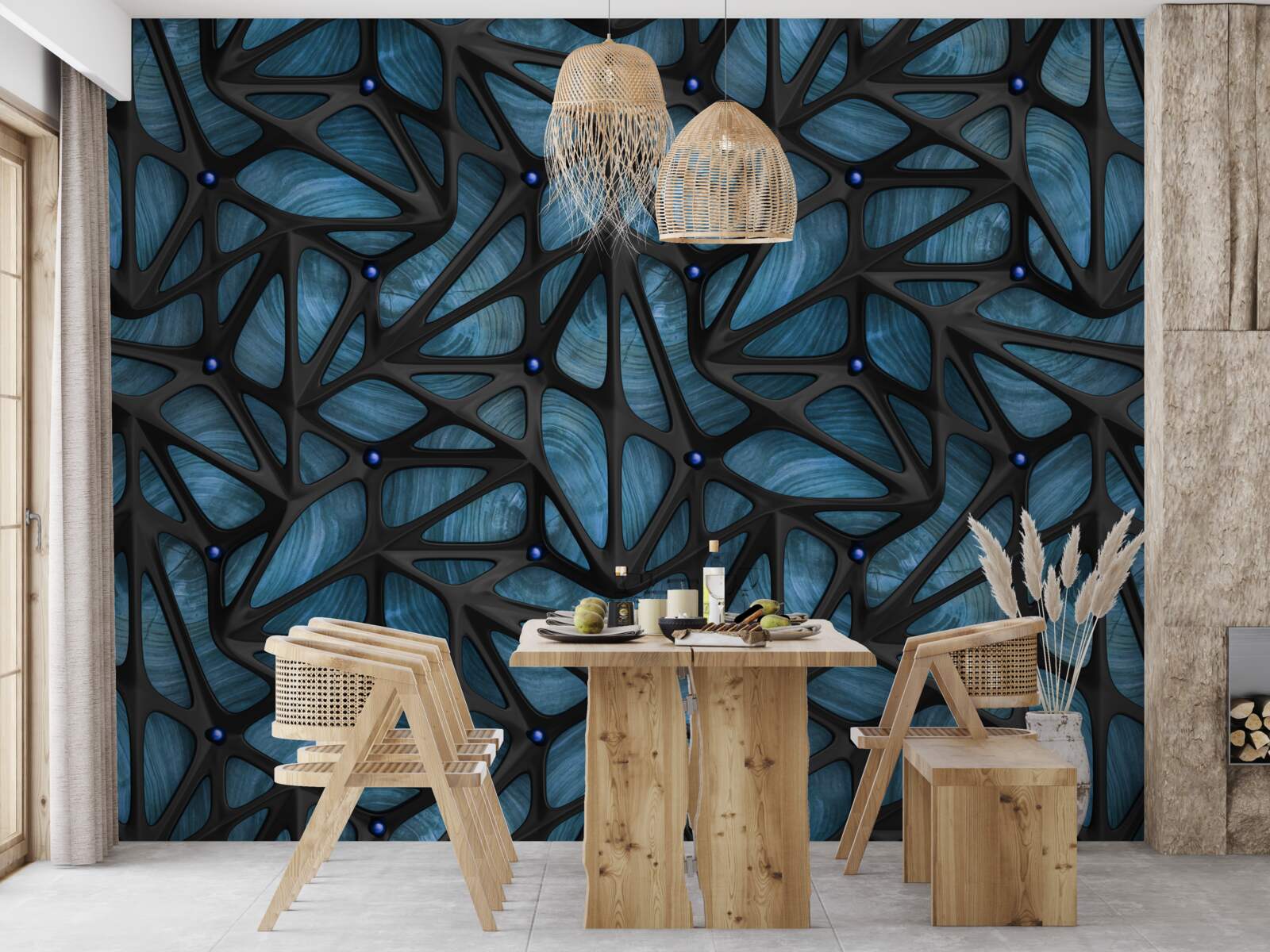 Fototapeta Mesačné svetlo osvetľuje nočný les pokrytý listami