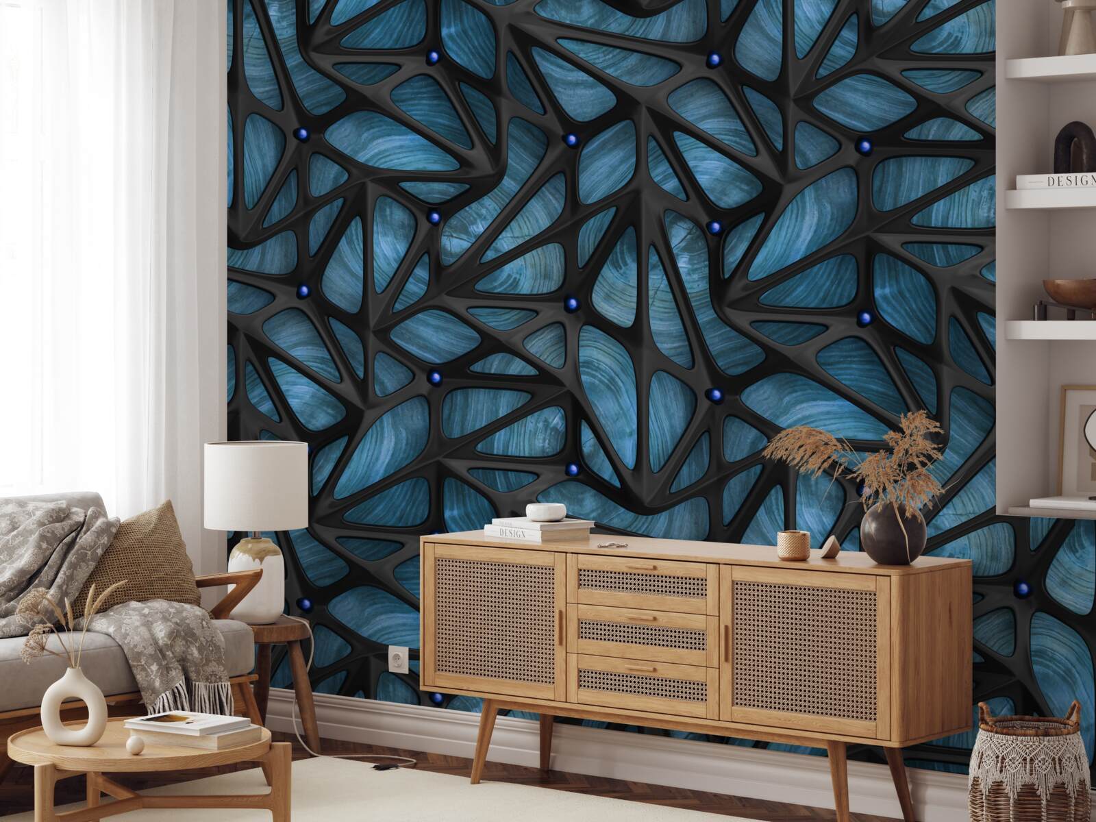 Fototapeta Mesačné svetlo osvetľuje nočný les pokrytý listami