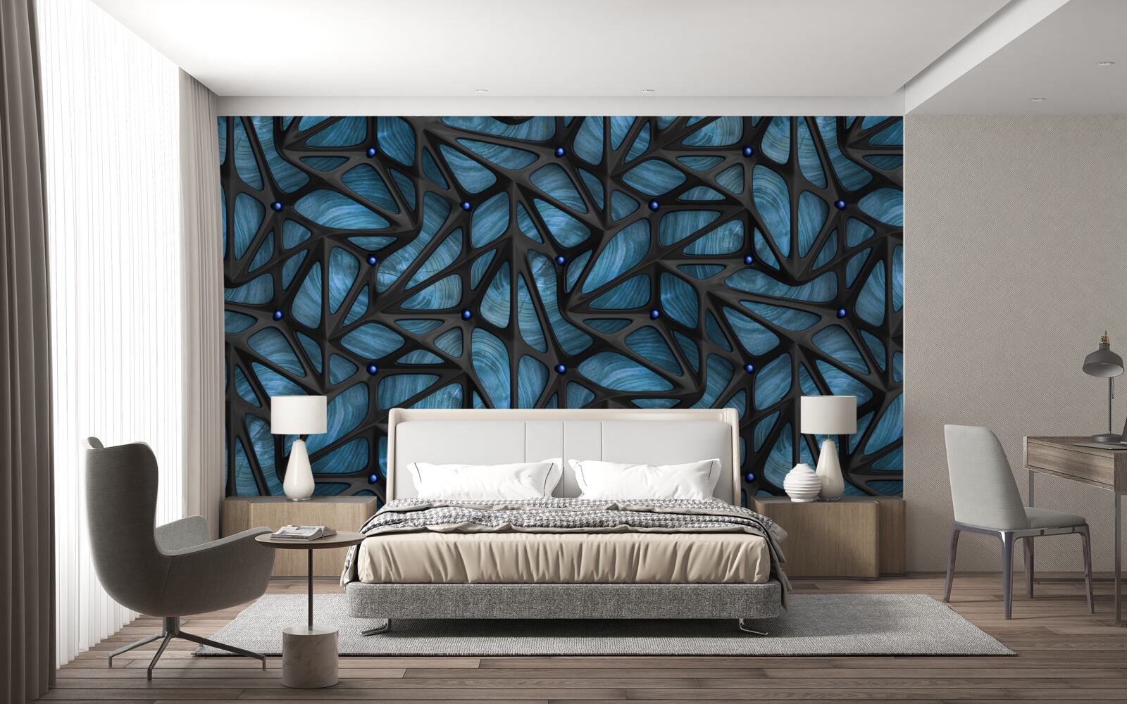 Fototapeta Mesačné svetlo osvetľuje nočný les pokrytý listami