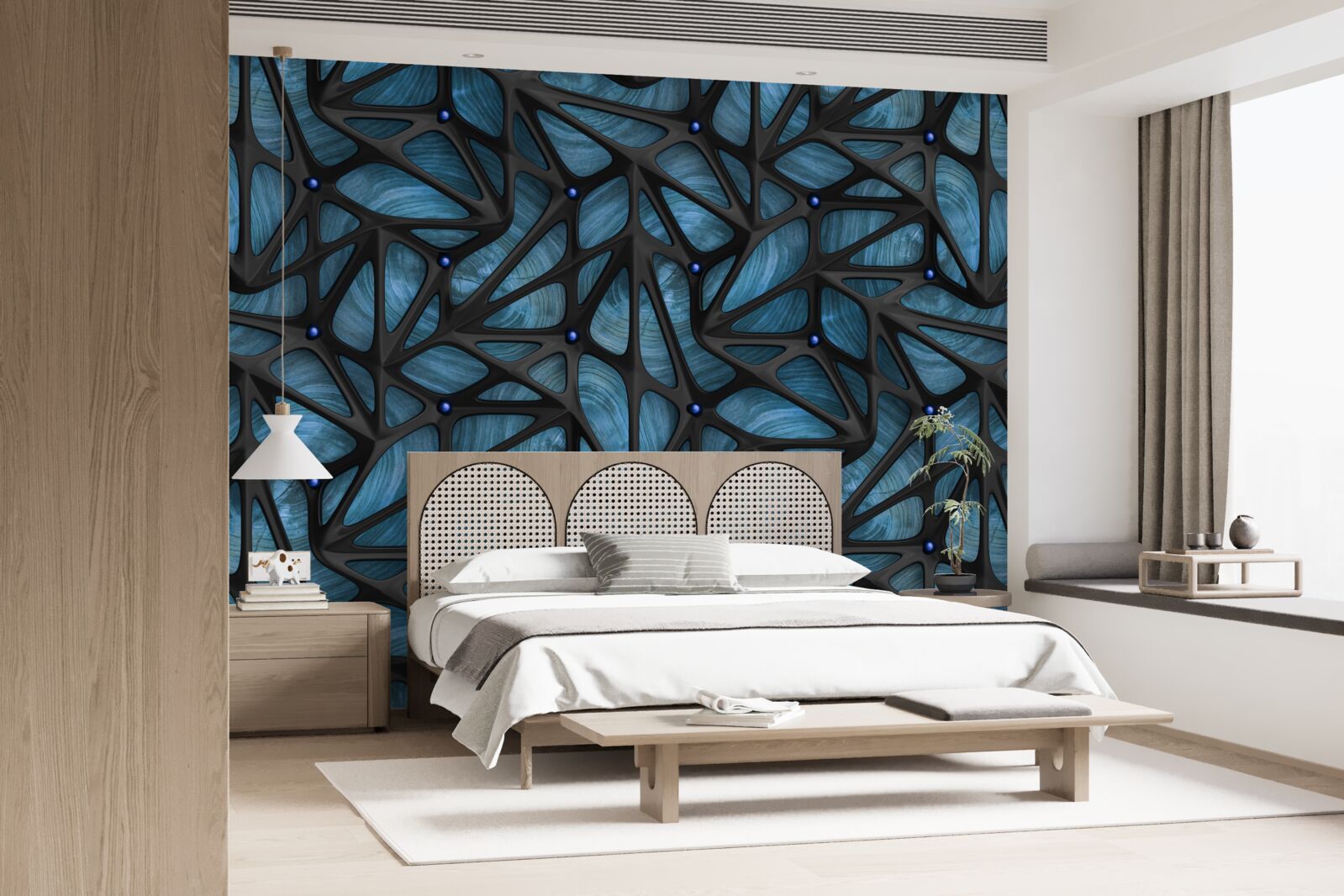 Fototapeta Mesačné svetlo osvetľuje nočný les pokrytý listami