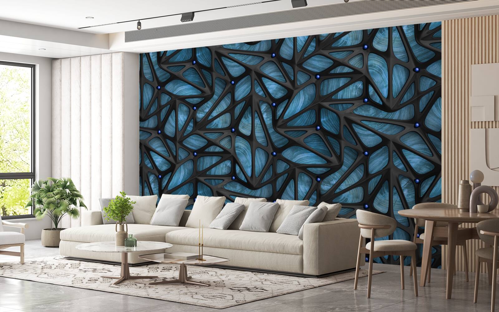 Fototapeta Mesačné svetlo osvetľuje nočný les pokrytý listami