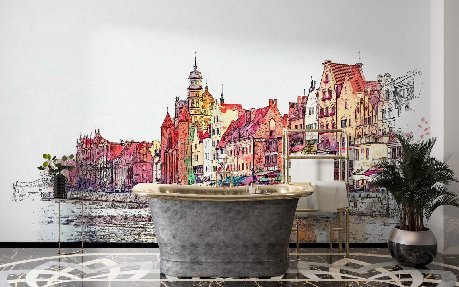 Fototapeta odraz mestskej krásy na vodnej hladine