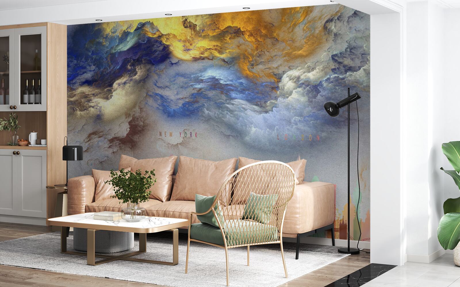 Fototapeta nejasné mraky nad mestskými budovami