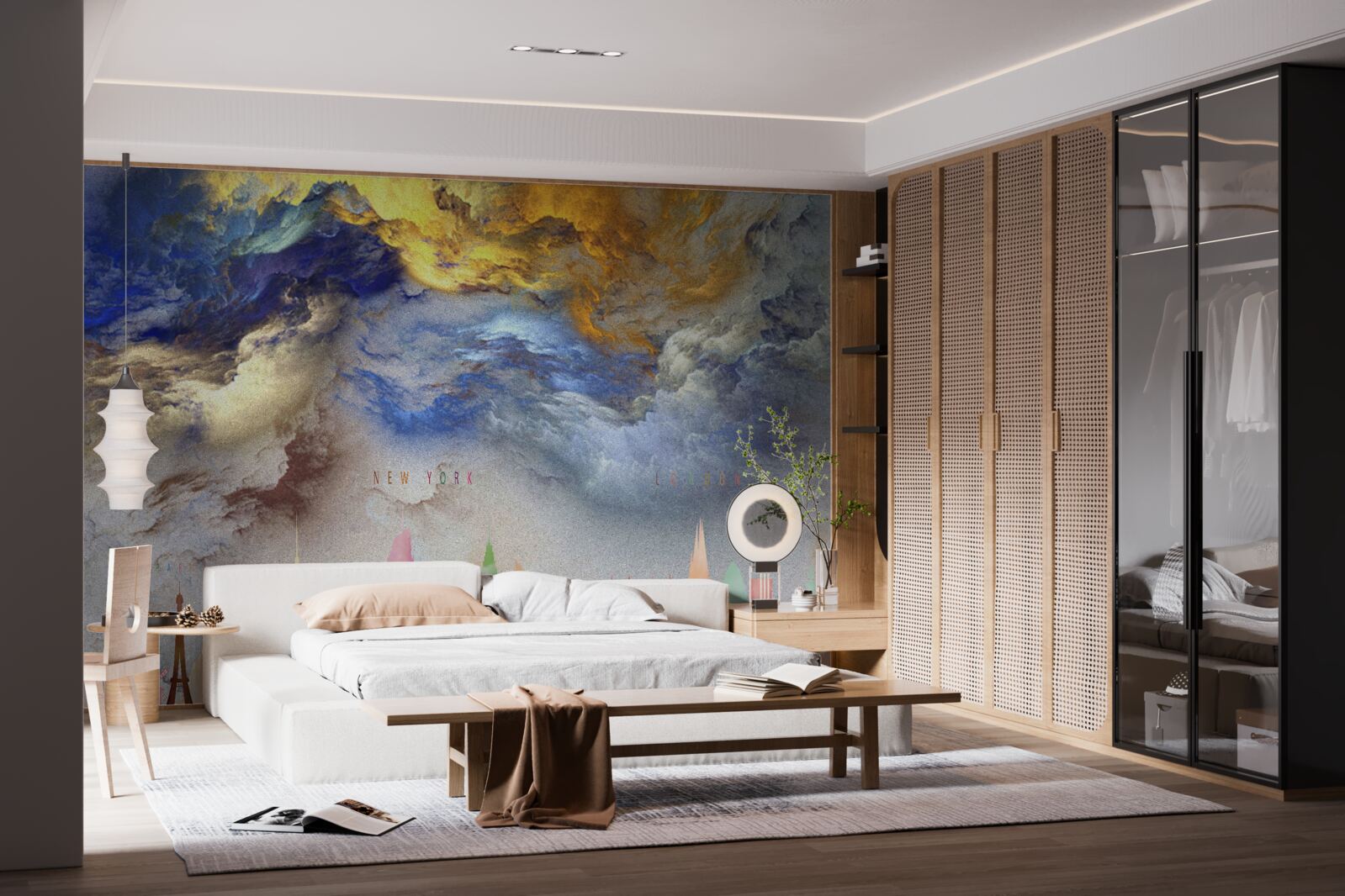 Fototapeta nejasné mraky nad mestskými budovami