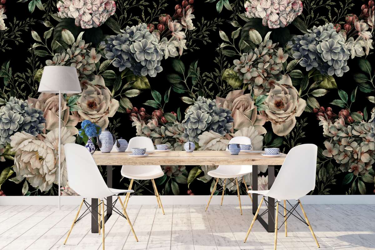 Fototapeta kvitnúce konáre na tmavom pozadí