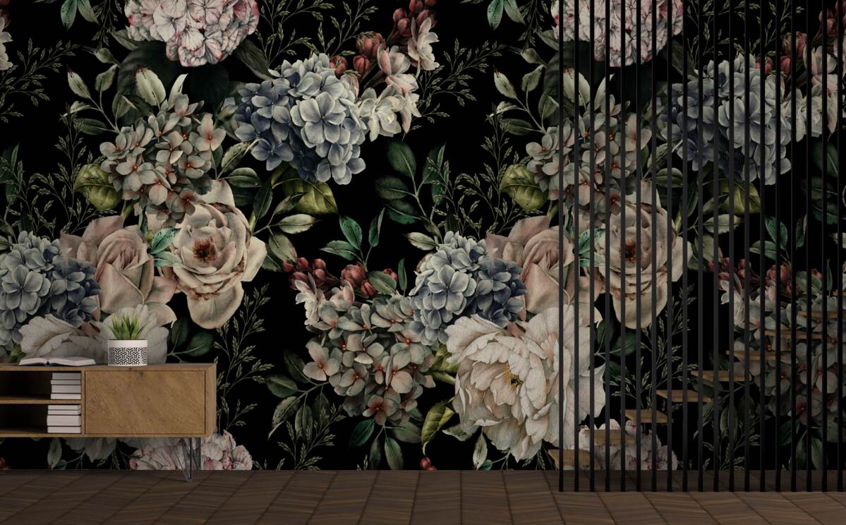 Fototapeta kvitnúce konáre na tmavom pozadí