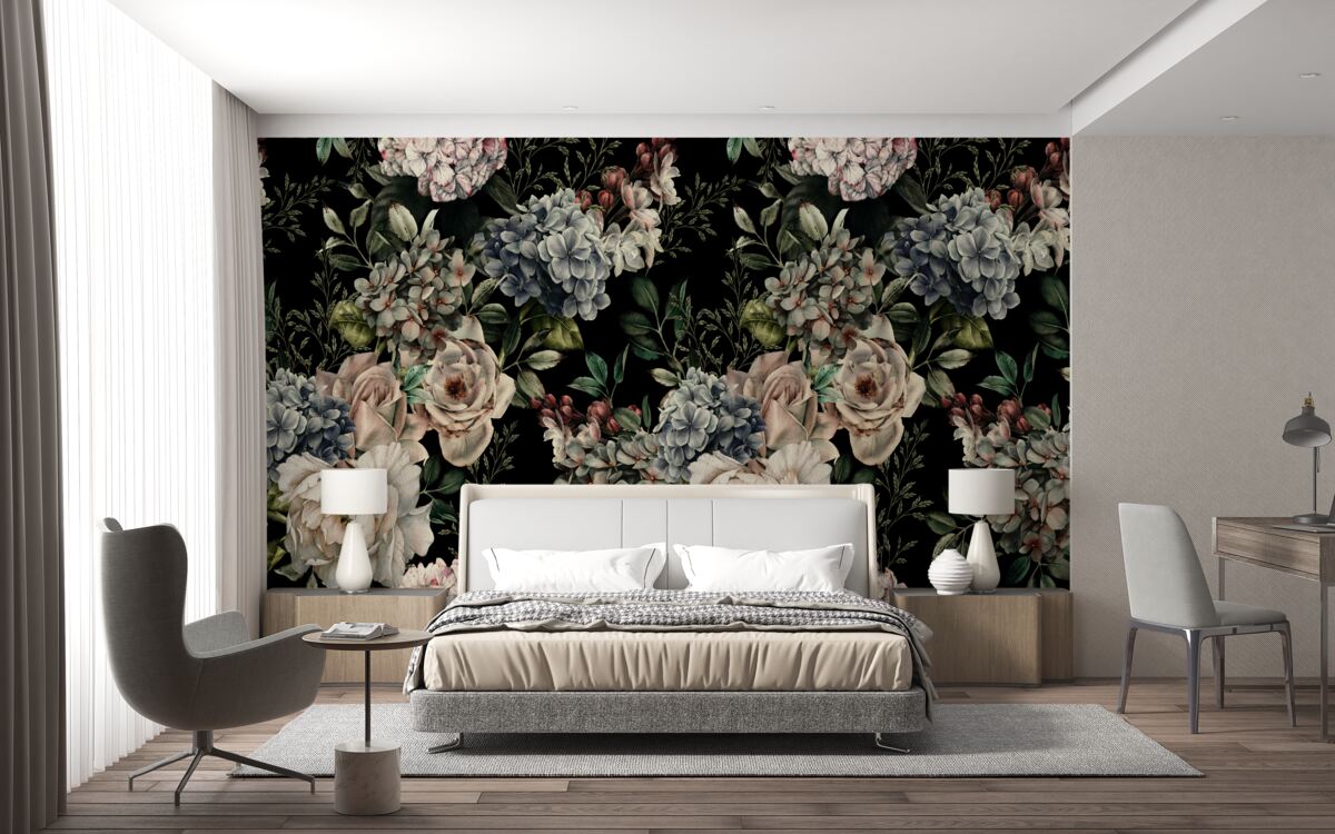 Fototapeta kvitnúce konáre na tmavom pozadí