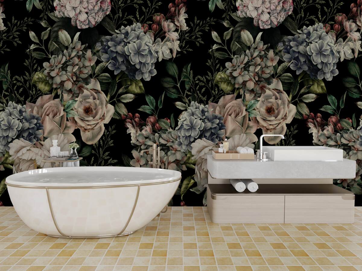 Fototapeta kvitnúce konáre na tmavom pozadí