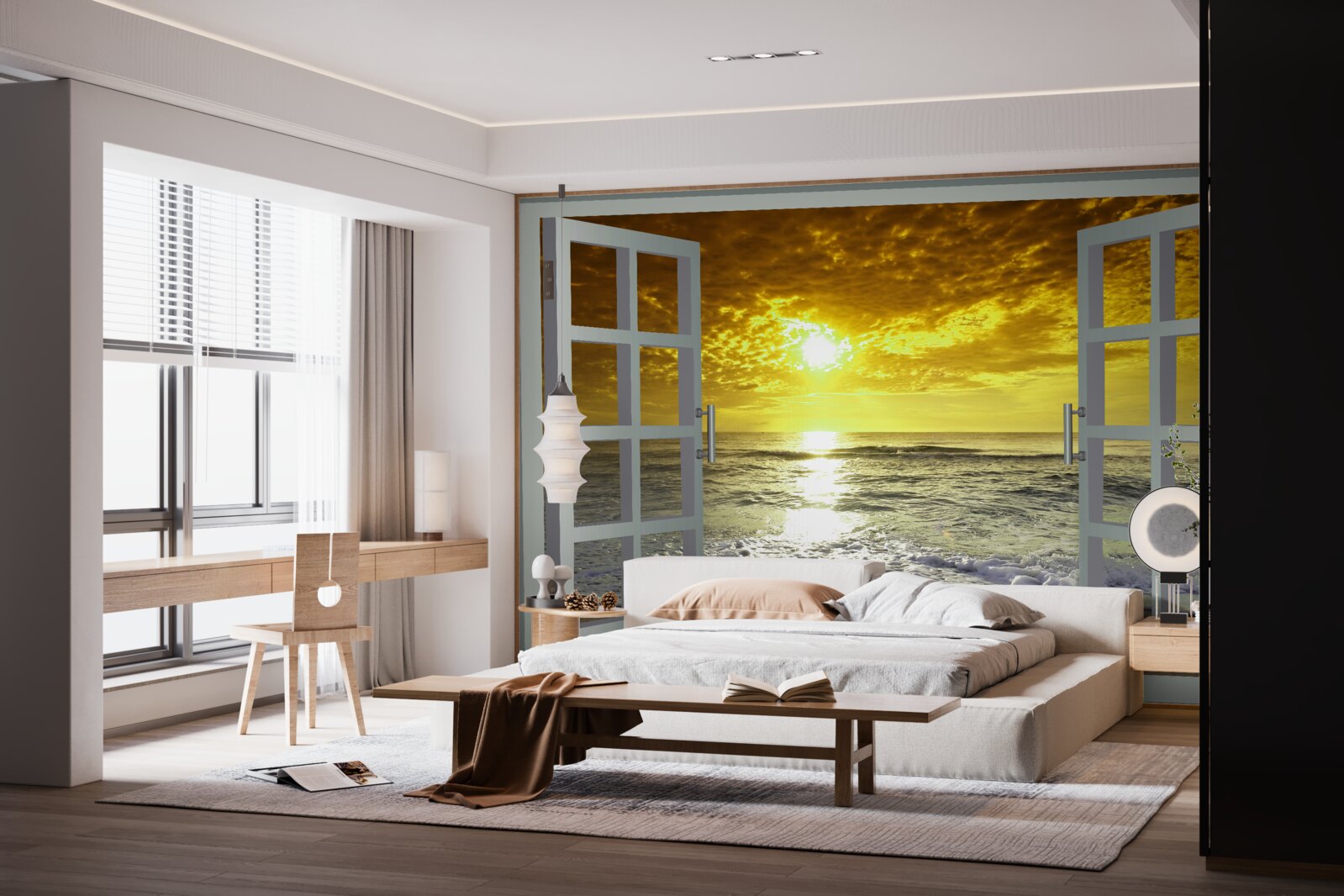 Fototapeta nádherný výhľad na západ slnka nad morom priamo z okna