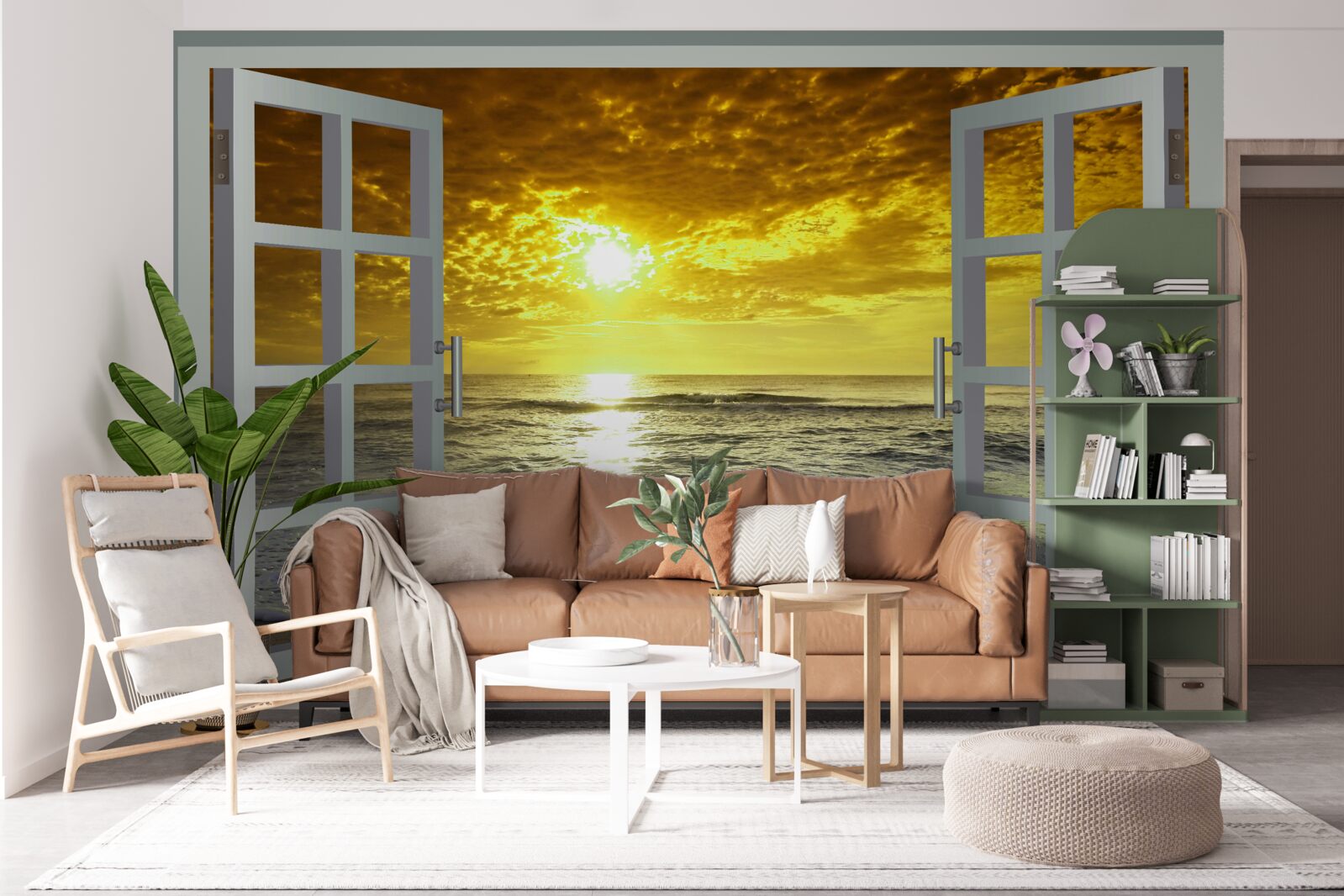 Fototapeta nádherný výhľad na západ slnka nad morom priamo z okna