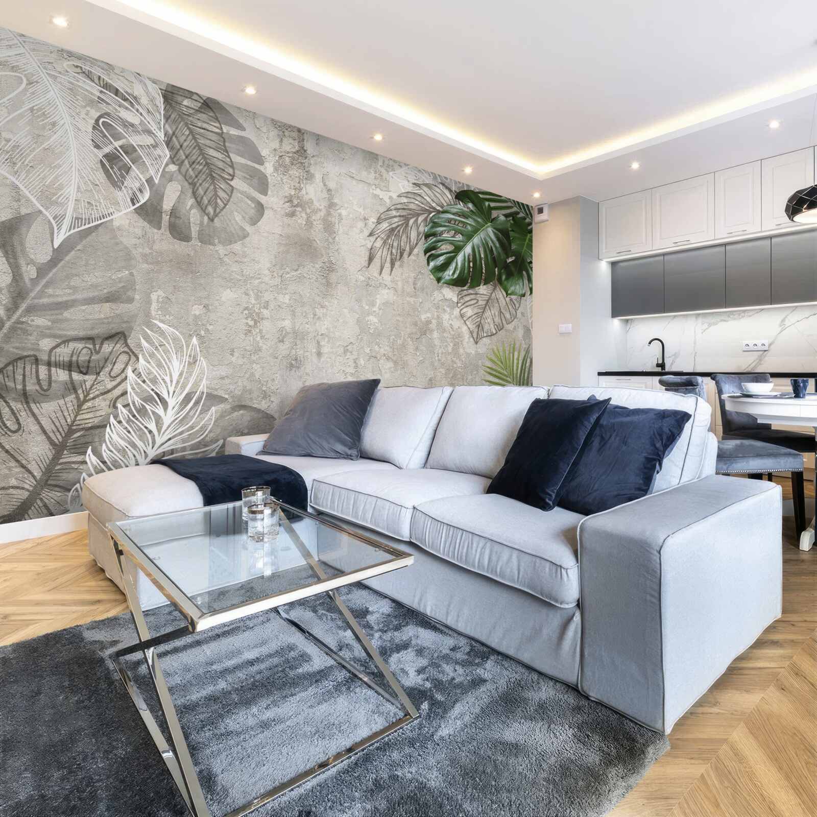 Fototapeta akvarely monstera a paprade