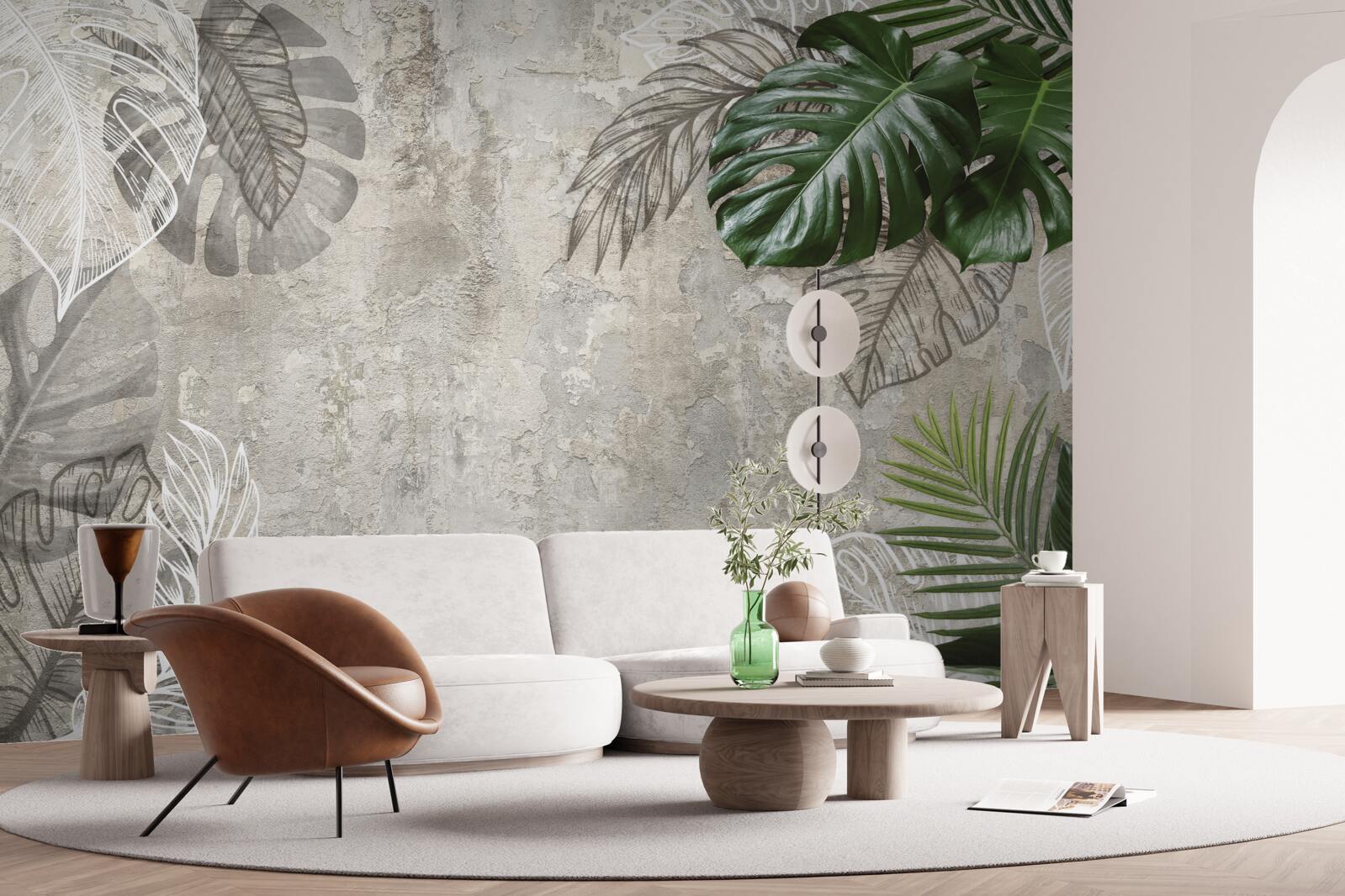 Fototapeta akvarely monstera a paprade