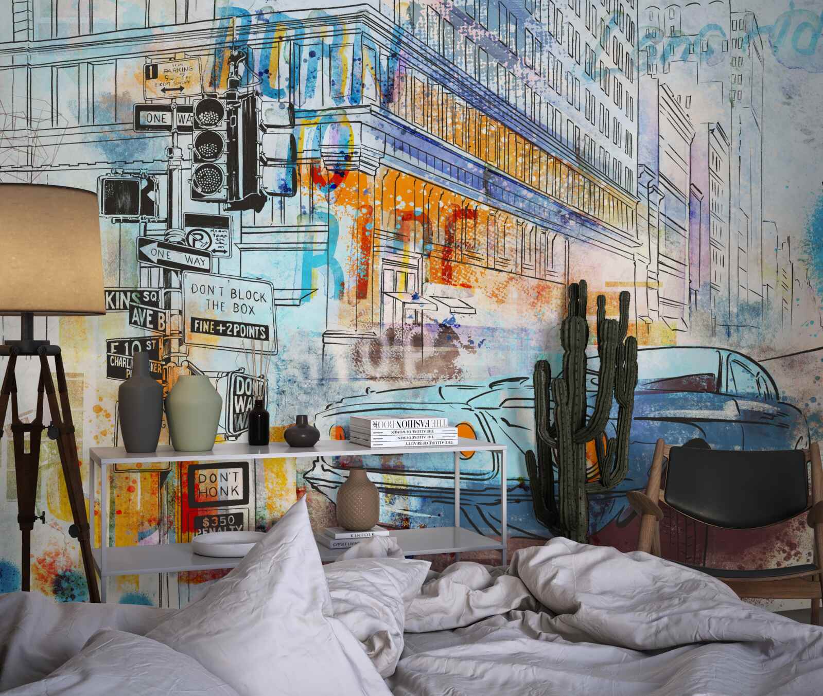 Fototapeta náčrty áut a mestských ulíc