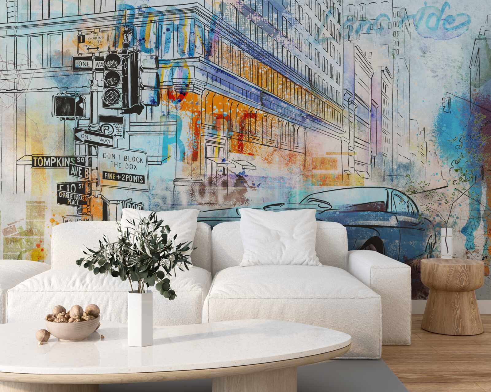 Fototapeta náčrty áut a mestských ulíc