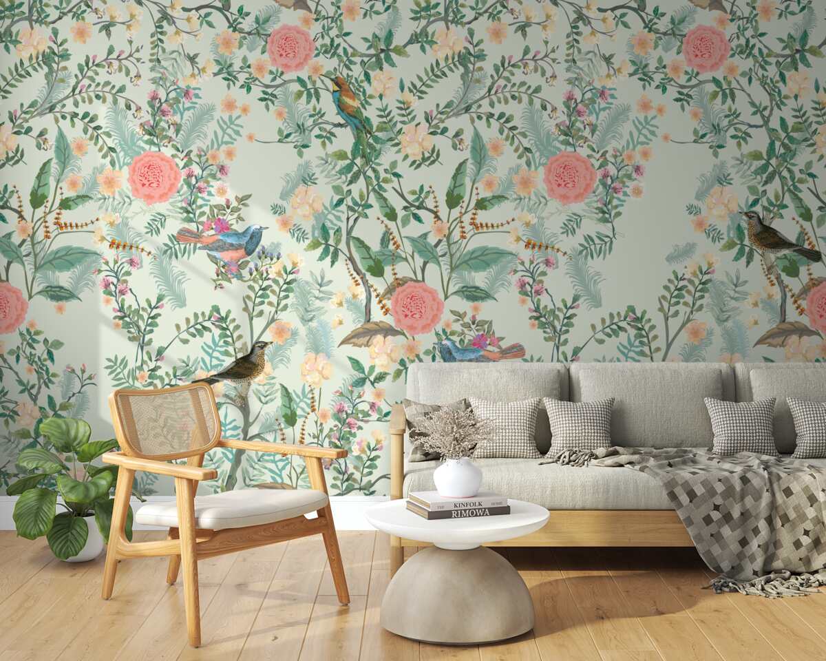 Fototapeta Živá zelená flóra a vtáky