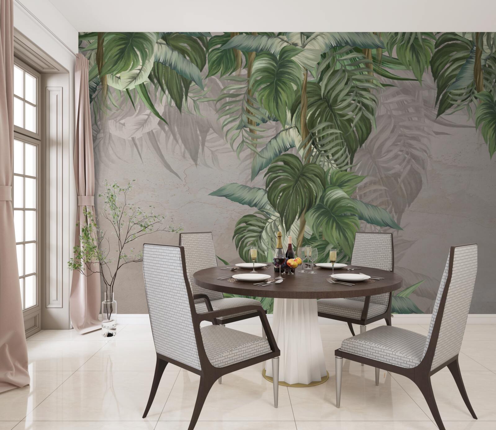 Fototapeta listy objemnej monstery sa usilujú o vlhkosť