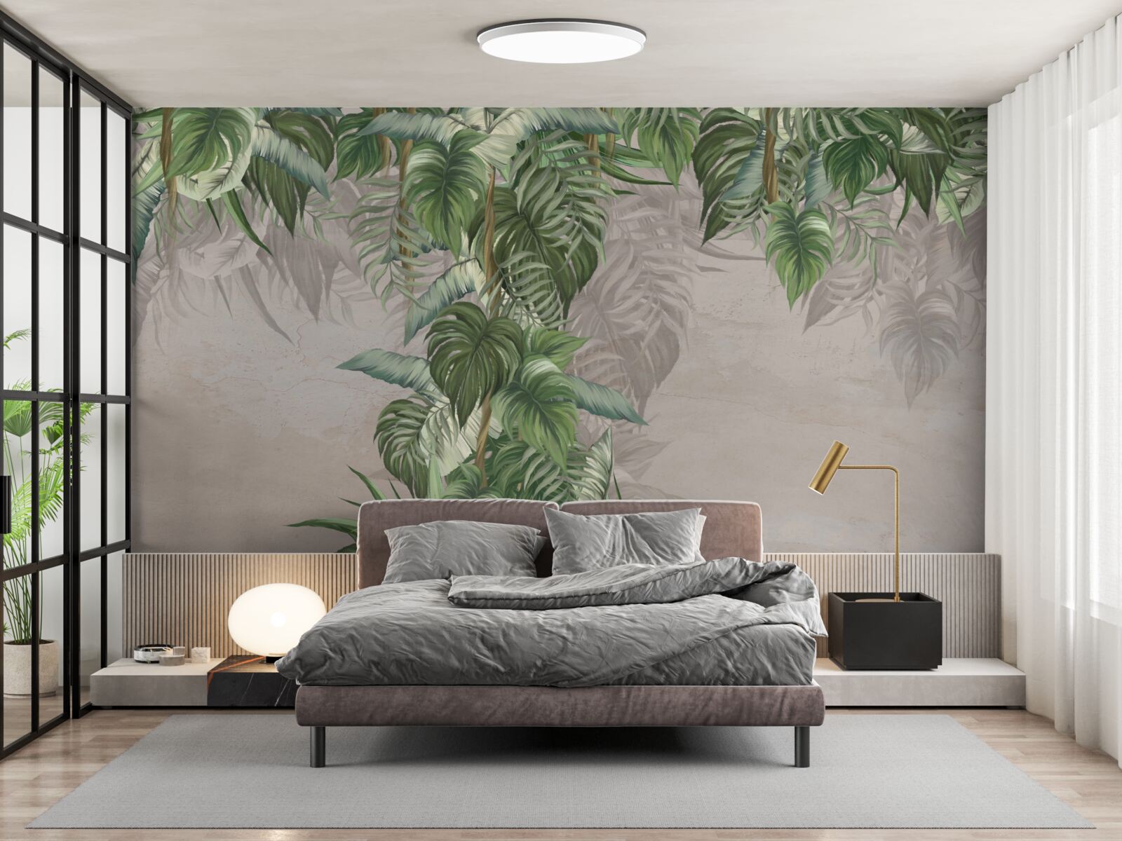 Fototapeta listy objemnej monstery sa usilujú o vlhkosť