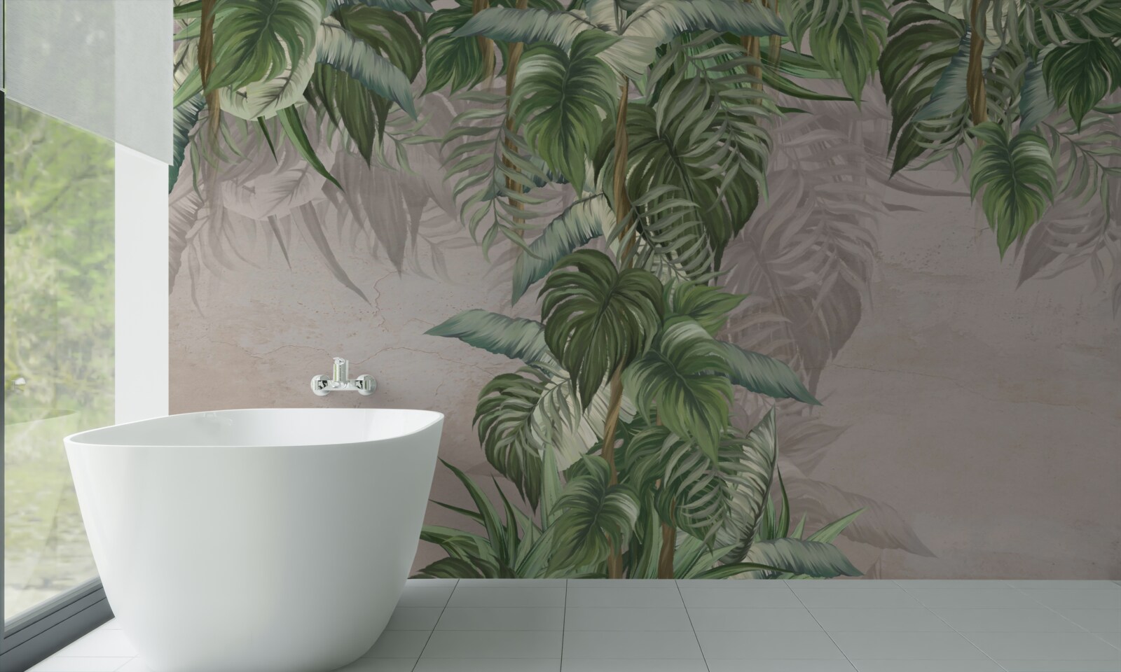 Fototapeta listy objemnej monstery sa usilujú o vlhkosť