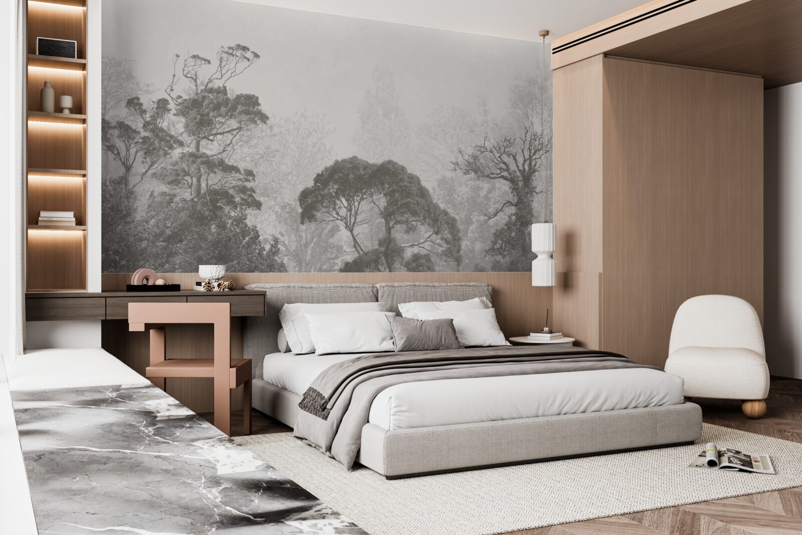 Fototapeta hmla pokrýva vrcholky tropických stromov