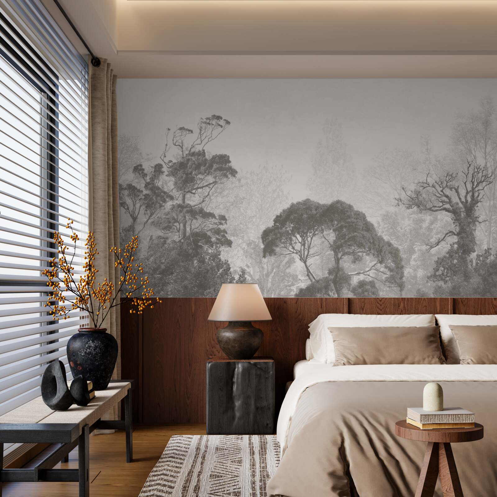 Fototapeta hmla pokrýva vrcholky tropických stromov