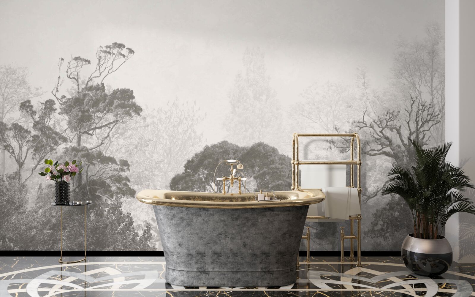 Fototapeta hmla pokrýva vrcholky tropických stromov