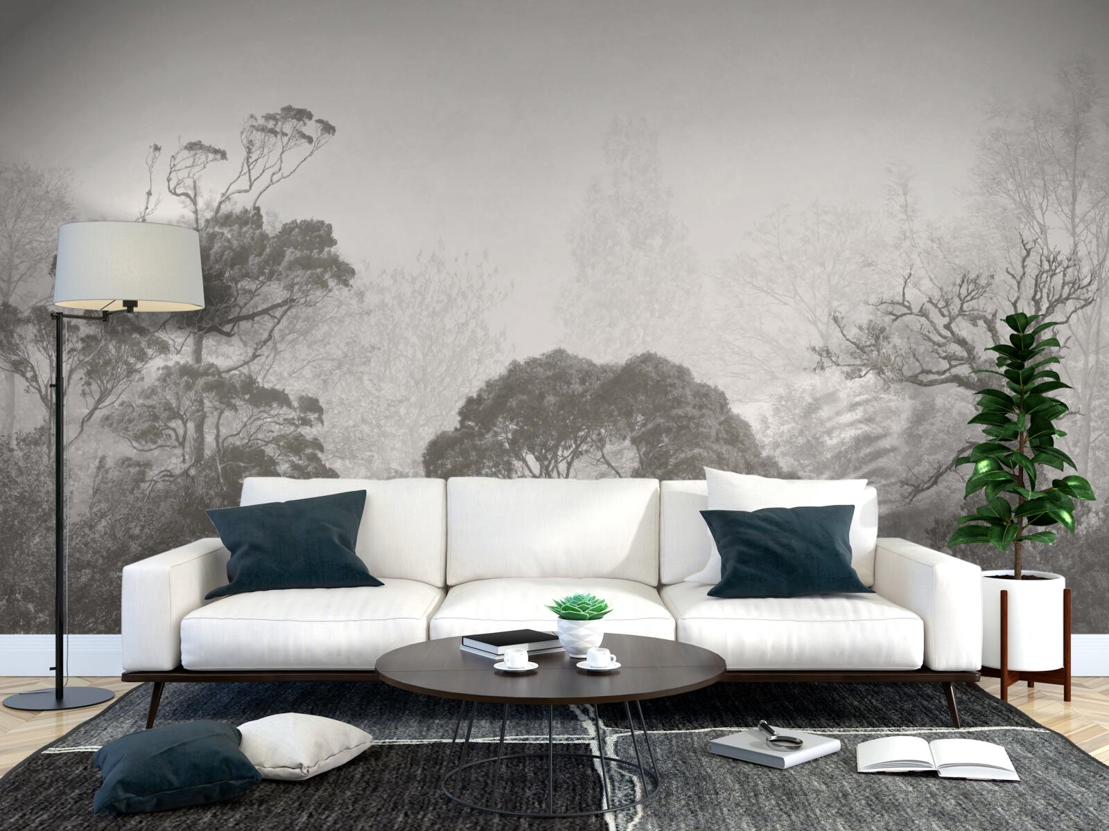 Fototapeta hmla pokrýva vrcholky tropických stromov