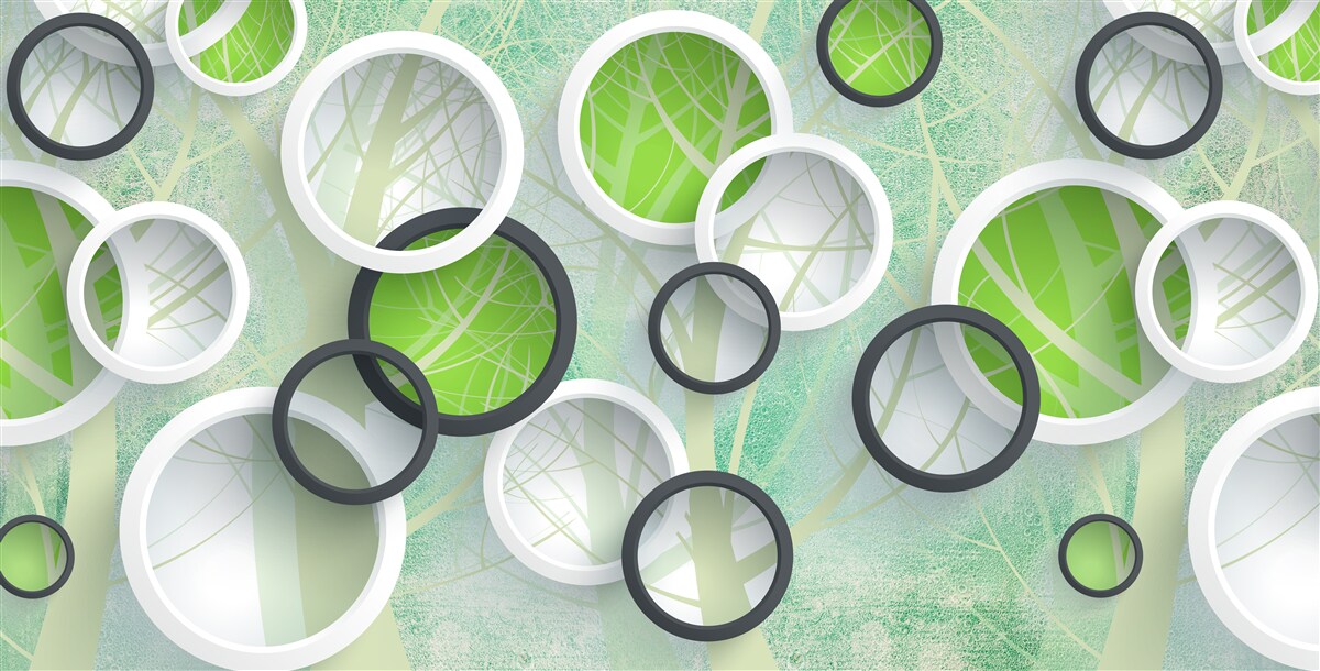 Fototapeta farebné kruhy s abstraktnými obrázkami stromov