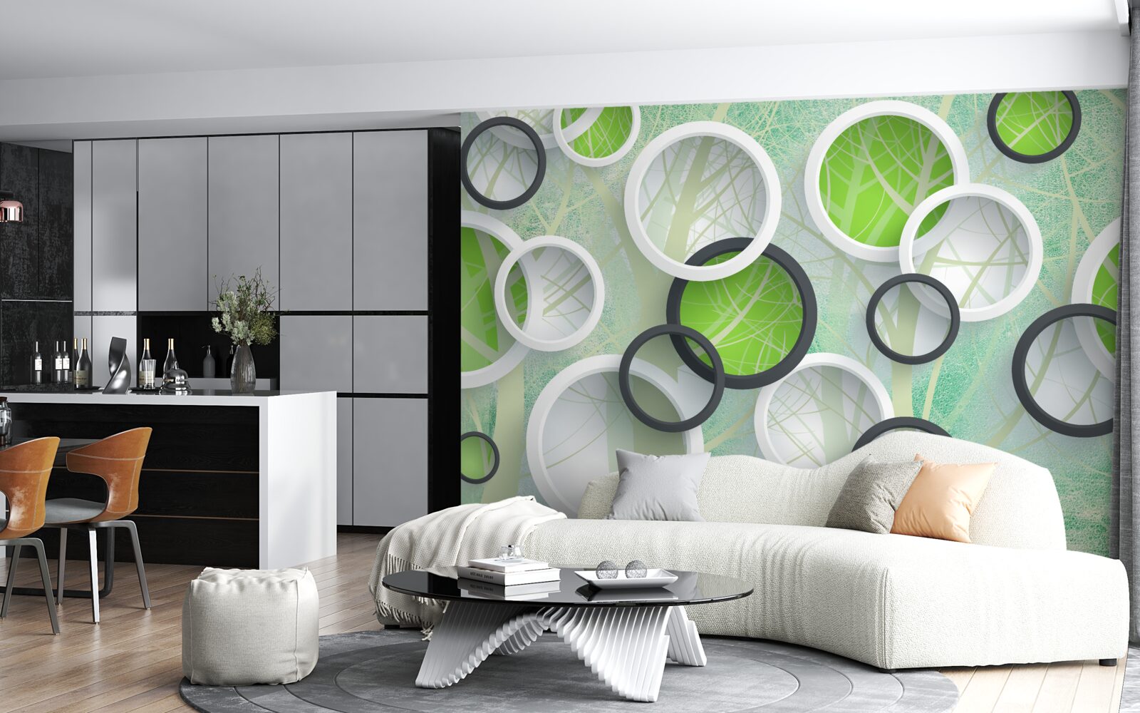 Fototapeta farebné kruhy s abstraktnými obrázkami stromov