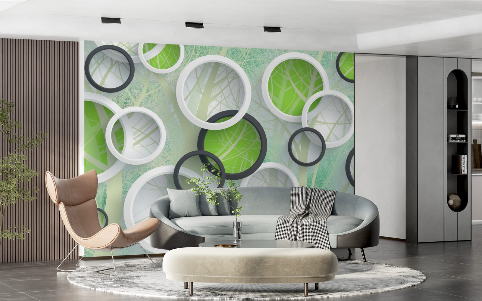 Fototapeta farebné kruhy s abstraktnými obrázkami stromov