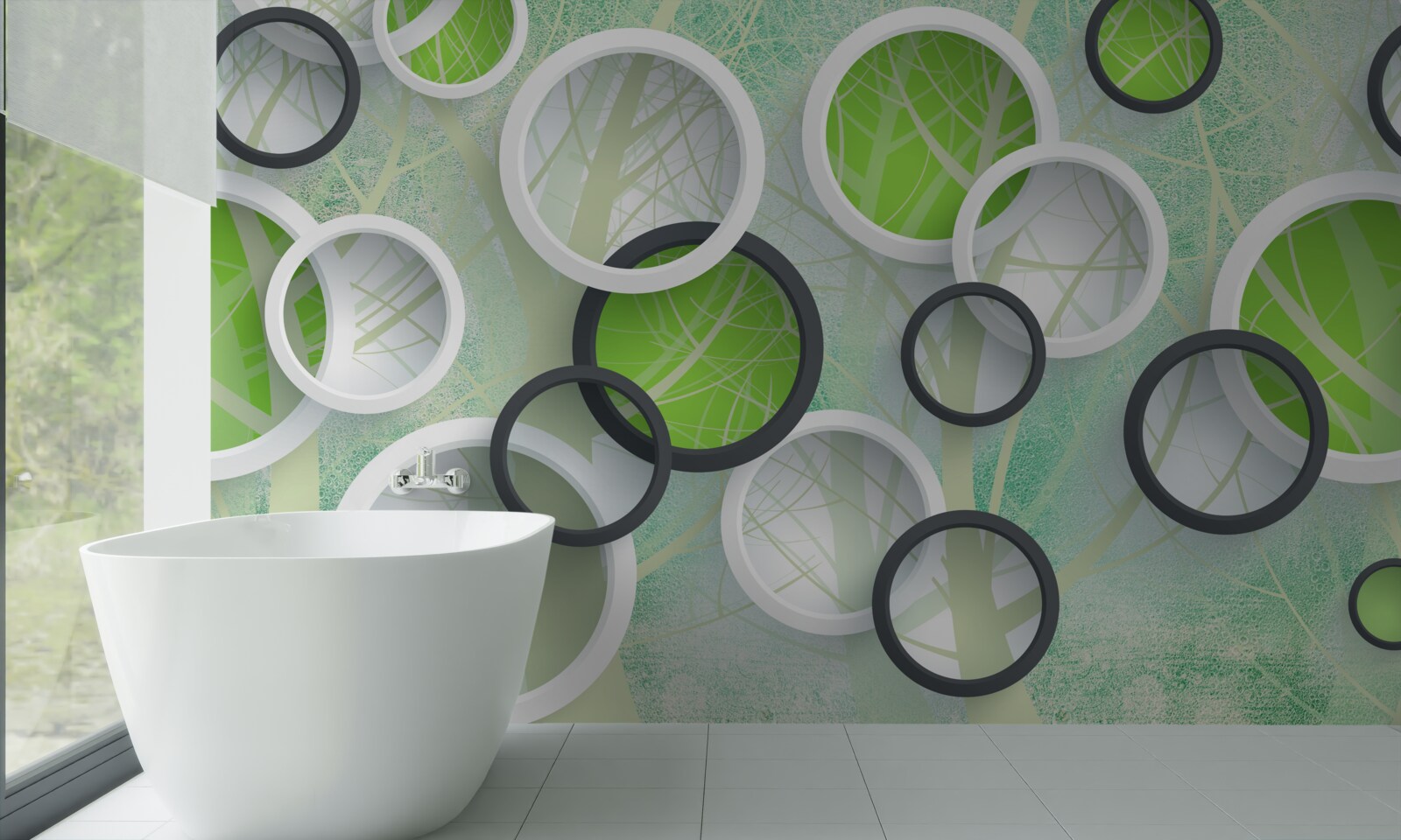 Fototapeta farebné kruhy s abstraktnými obrázkami stromov