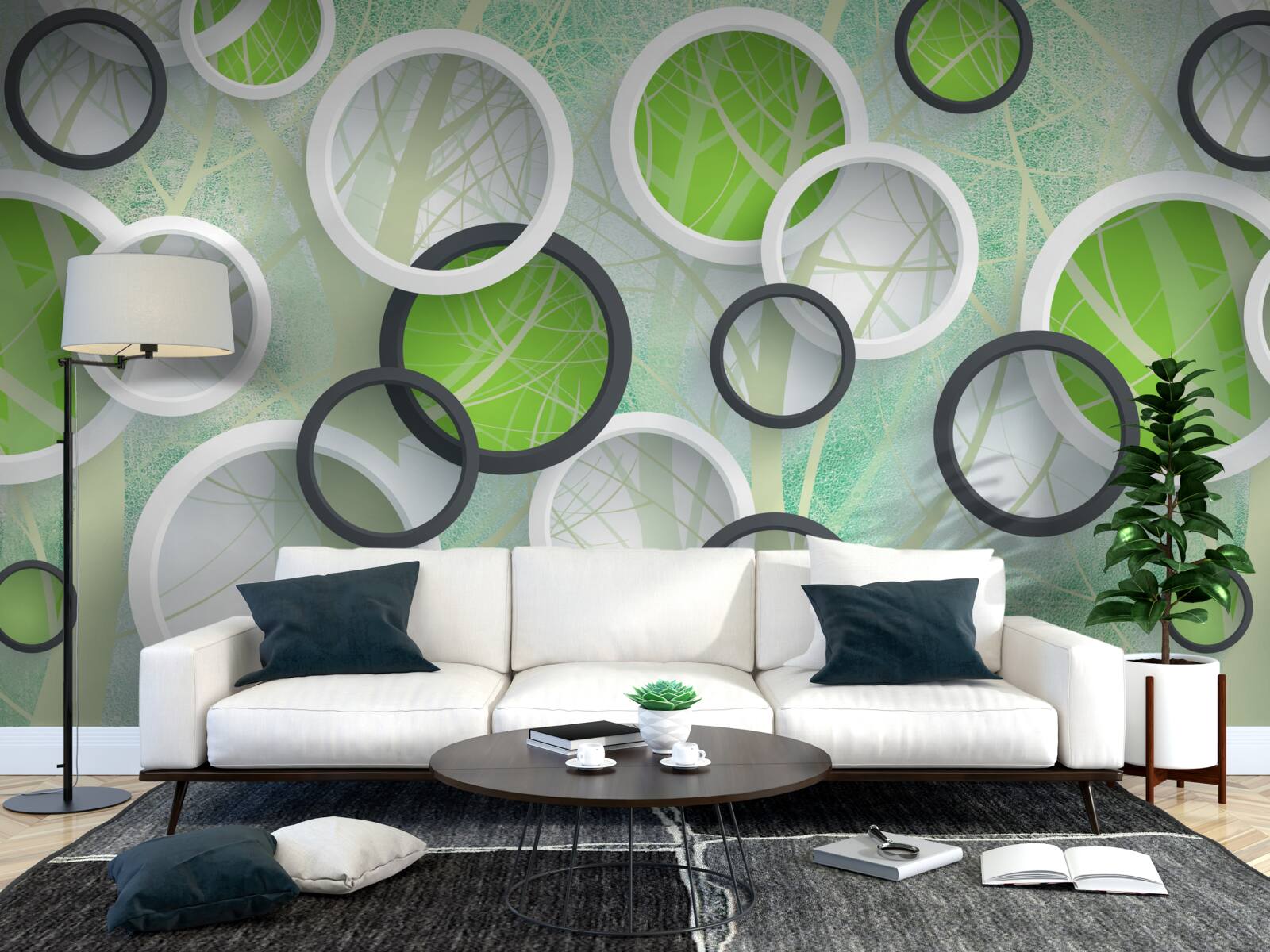 Fototapeta farebné kruhy s abstraktnými obrázkami stromov