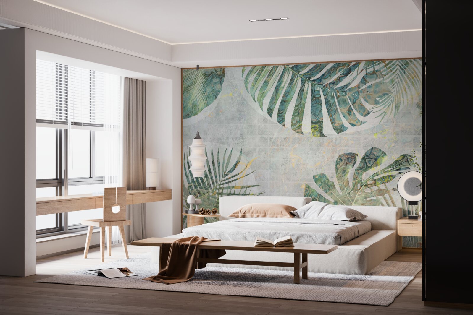 Fototapeta veľké listy palmy, monstery a paprade