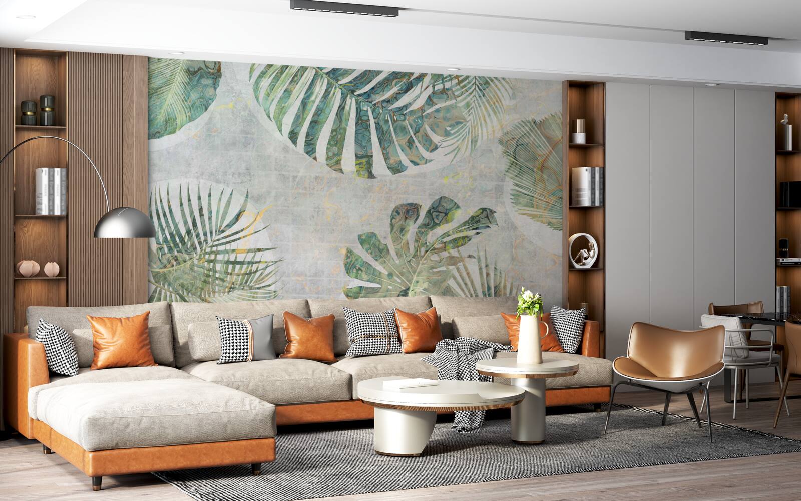 Fototapeta veľké listy palmy, monstery a paprade