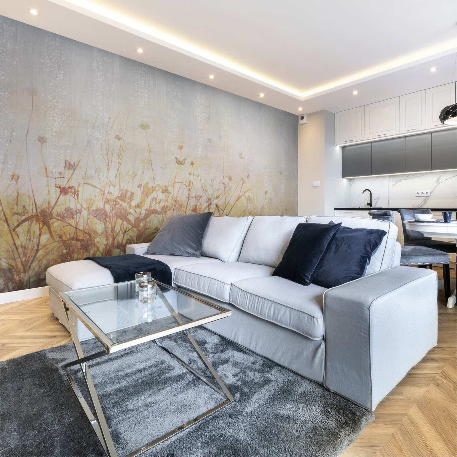 Fototapeta jesenné pole posiate lúčnymi kvetmi