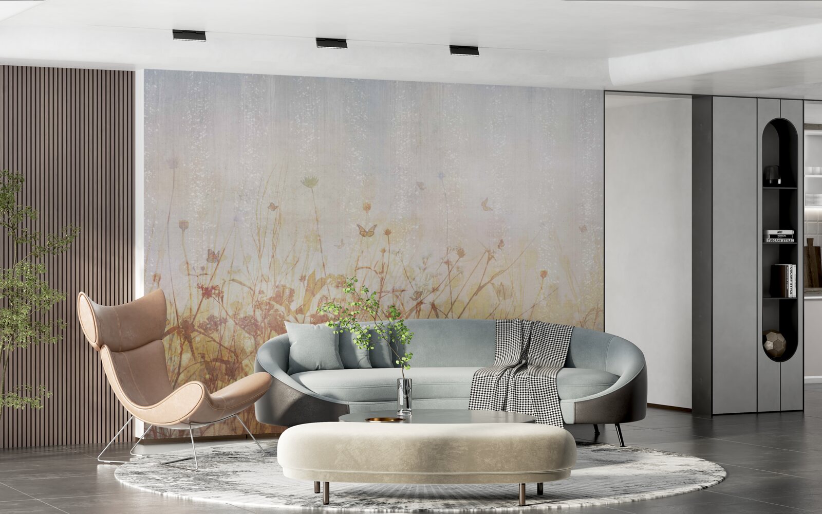 Fototapeta jesenné pole posiate lúčnymi kvetmi