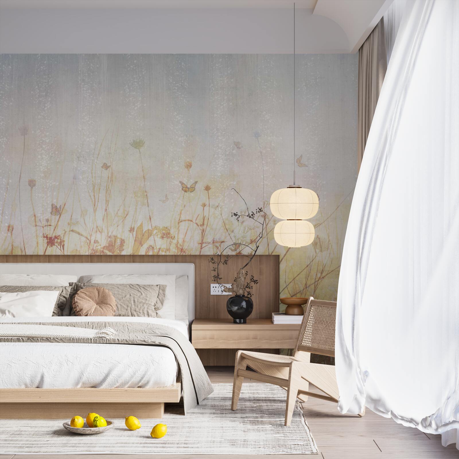 Fototapeta jesenné pole posiate lúčnymi kvetmi