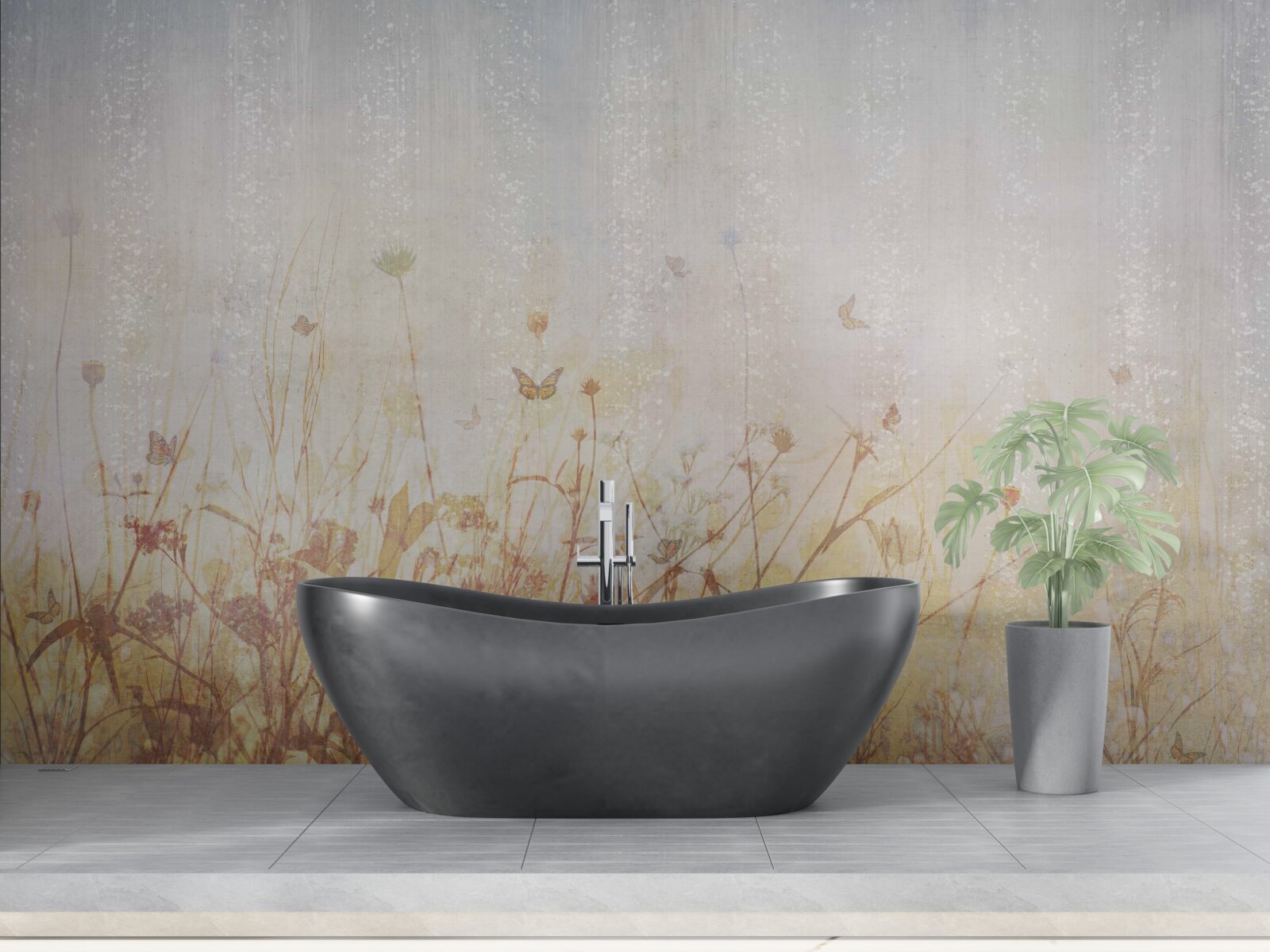 Fototapeta jesenné pole posiate lúčnymi kvetmi