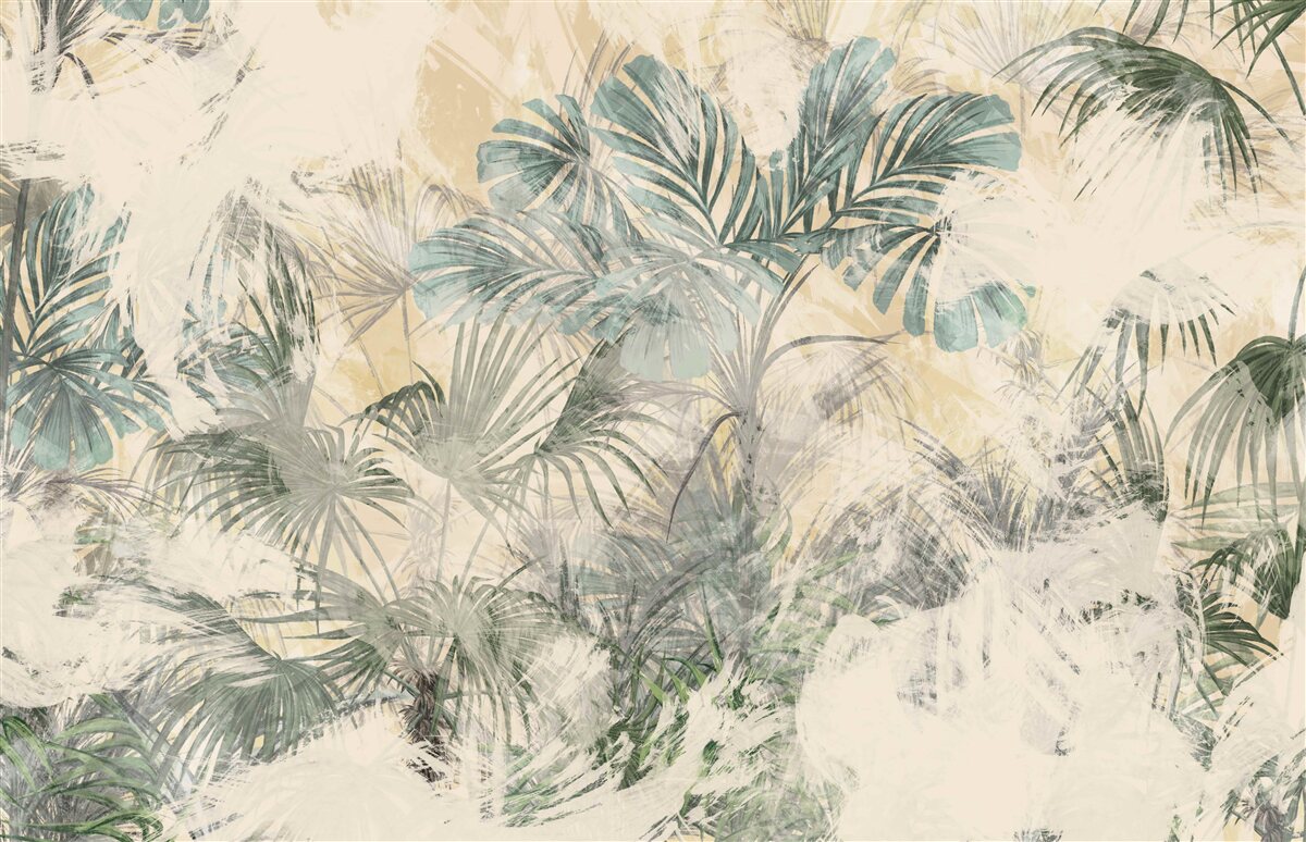 Fototapeta palmové listy a monstera v zelenej farbe