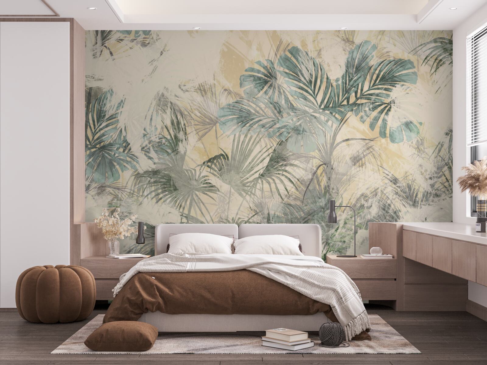 Fototapeta palmové listy a monstera v zelenej farbe